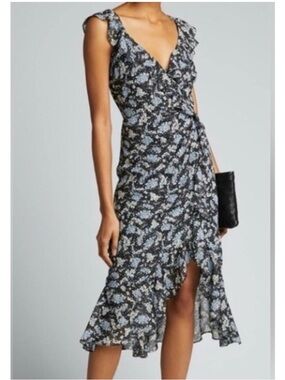 Veronica Beard Amal Ruffled Floral Silk Midi Dress